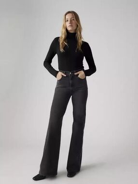 Levi's Ribcage Bell On The Town Black Jeans Size 32